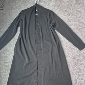 Guilty Long Brown Gray Open Front Cardigan Size L